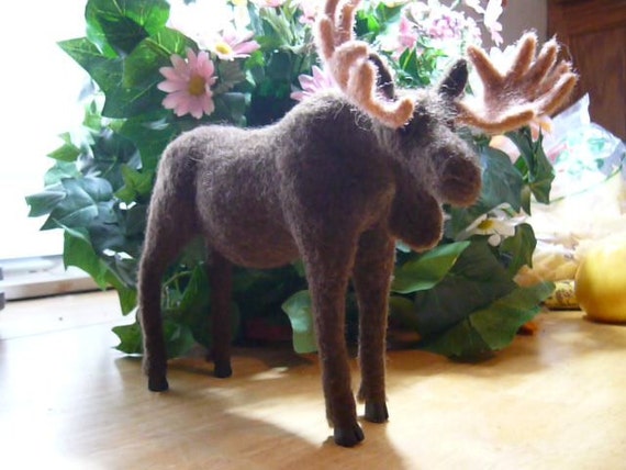 Items similar to MOOSE, Needle Felted Moose with Huge Antlers, OOAK