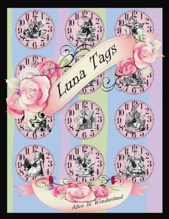 Items similar to INSTANT DOWNLOAD Alice In Wonderland Clock Faces 2 ...