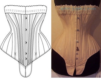 REF S paper pattern and pictures for hourglass Antique gusset corset 23.60 inches waist size