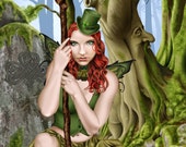 The Green Faerie Celtic Irish Leprechaun Forest Tree Ent - Limited Edition Signed & Numbered Print
