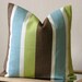 Throw pillow cover - 16x16 pillow cover - Eastern stripe pistachio - green blue brown white