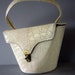 RESERVED for Kitten vonMew Vintage 50s Stamped Leather Faux Croc Little Bucket Shaped Purse - I'm Shabby and I Need TLC - Destash