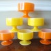 Dessert Dish Set 70s Orange and Yellow Fire King Compote