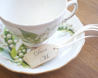 Drink Me Tags, Alice In Wonderland, Vintage Style, Choice Of Ribbon Colors Set Of 10