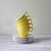 Vintage Ornamin Ware Cups and Saucers in Sunny Yellow - Set of 5