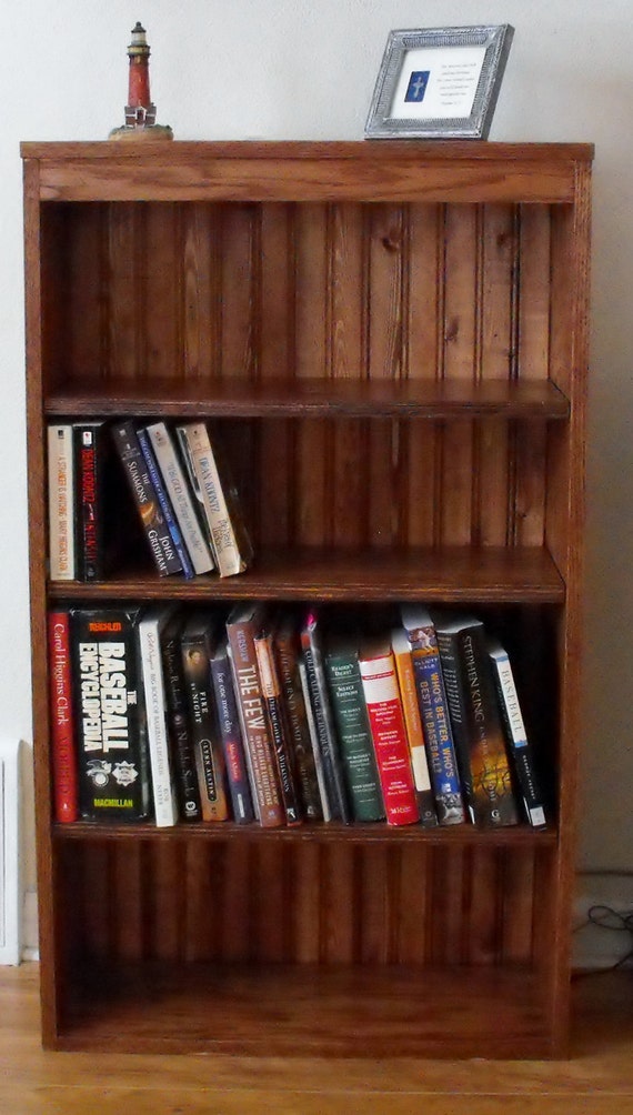 Book Case Oak Wood with bead board back and adjustable