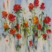 ORIGINAL Oil Painting Roses Before The Rain 23 x 30 Colorful Flowers Red Roses Rain Palette Knife Texture White Abstract ART by Marchella