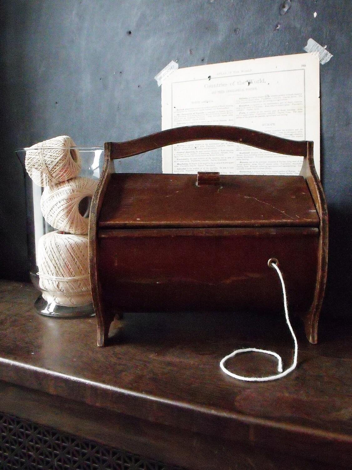 Vintage Wooden Sewing/Knitting Box by therhubarbstudio on Etsy
