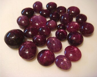 Star Ruby, Natural Star Ruby, Star Ruby Cabochon, Ruby Cabachon - 7x9mm To 5x7mm - 24 CTW - 6 Pieces Approx