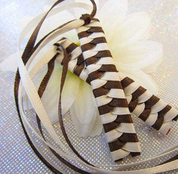 1980's Retro Braided Ribbon Barrettes Girl Scout Brownie