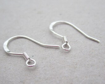 15mm--925 Sterling Silver plated Ear Wires earrings copper ear hooks--50pc(25pair)