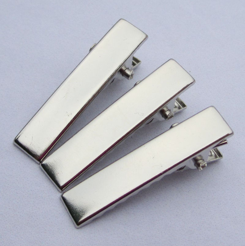 100PCS28x6mm Silver plated flat metal hair alligator clips
