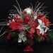 Floral Centerpiece Christmas Flower Arrangement Red and Silver disco mirrored ball STUNNING...lots of bling...by Cabin Cove Creations