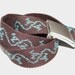 Hand embroidered turquoise on brown cotton belt christmasinjuly CIJ