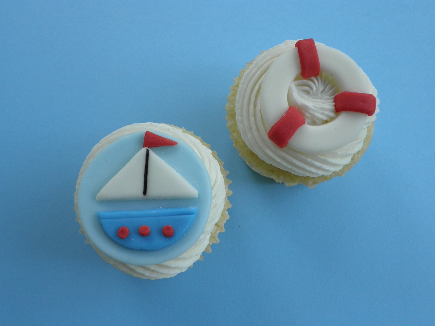 Sailboat Nautical Fondant Cupcake Toppers