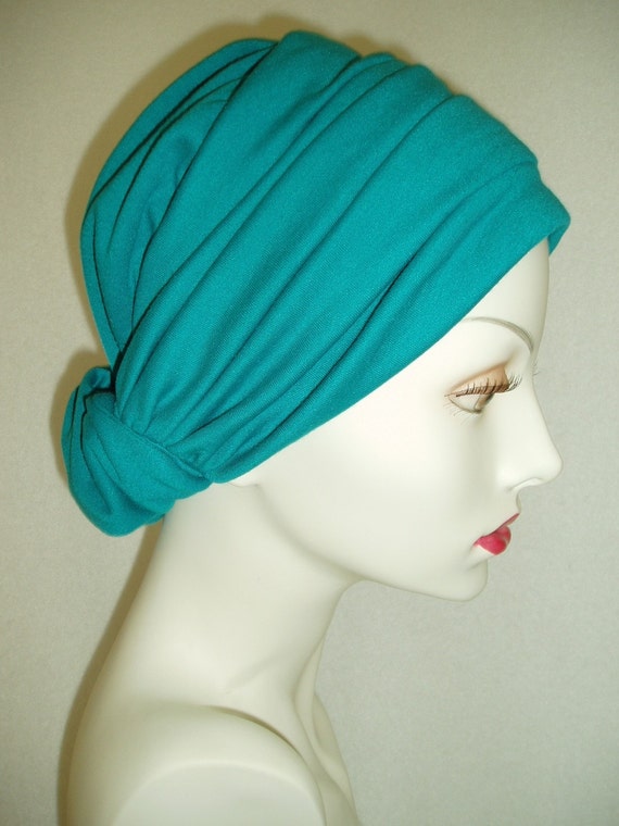 Items similar to Turquoise Chemo Hat Alopecia Cancer Headwrap