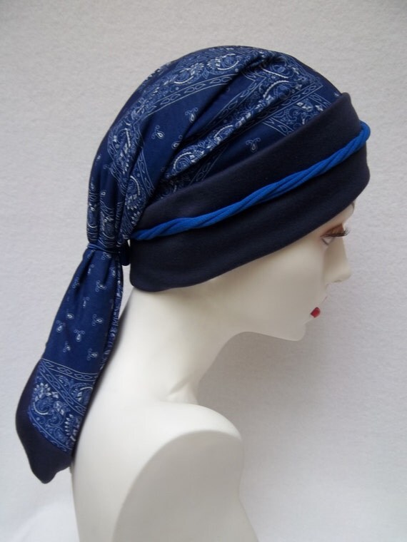 Scrub Cap Blue Nurse Bandana Tube Head Scarf Chemo Headcover