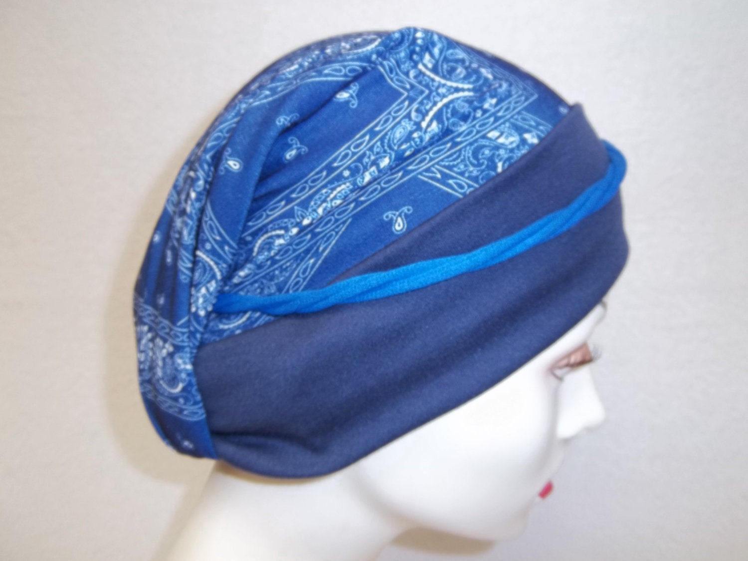 Scrub Cap Blue Nurse Bandana Tube Head Scarf Chemo Headcover