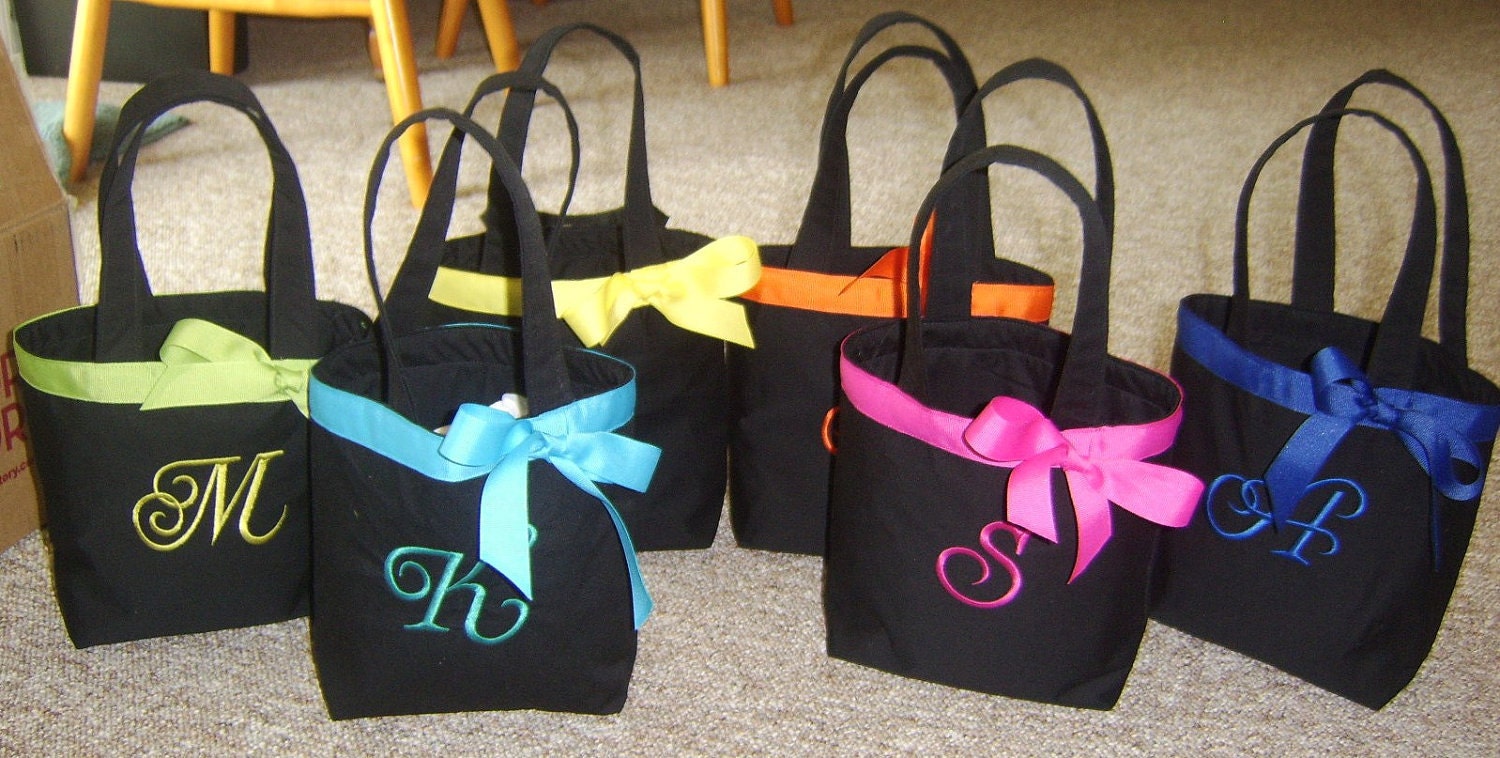 6 Personalized Bridesmaid/Flowergirl tote bags