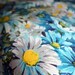 Vintage Daisy Fabric 60s 70s Beautiful Blues