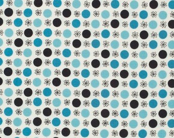 27 INCH piece Denyse Schmidt, Flea Market Fancy - Legacy Collection, Flower and Dot in Turquoise