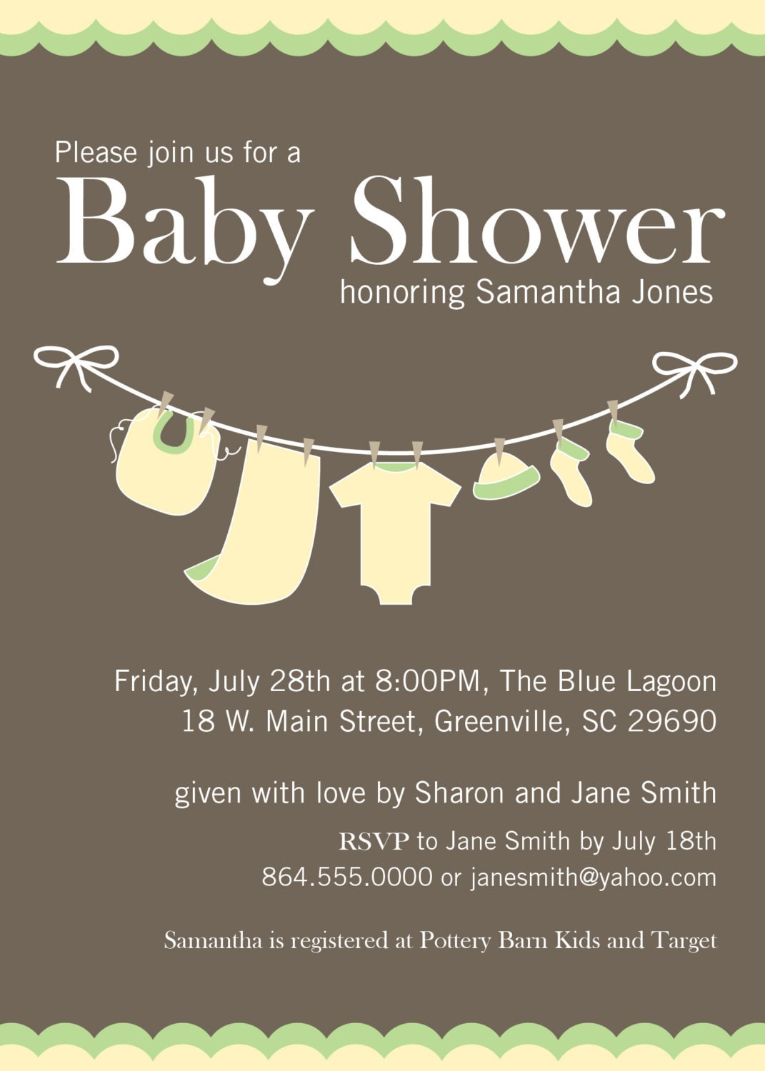 Baby Shower Invitation Printable Yellow Green by OhCreativeOne