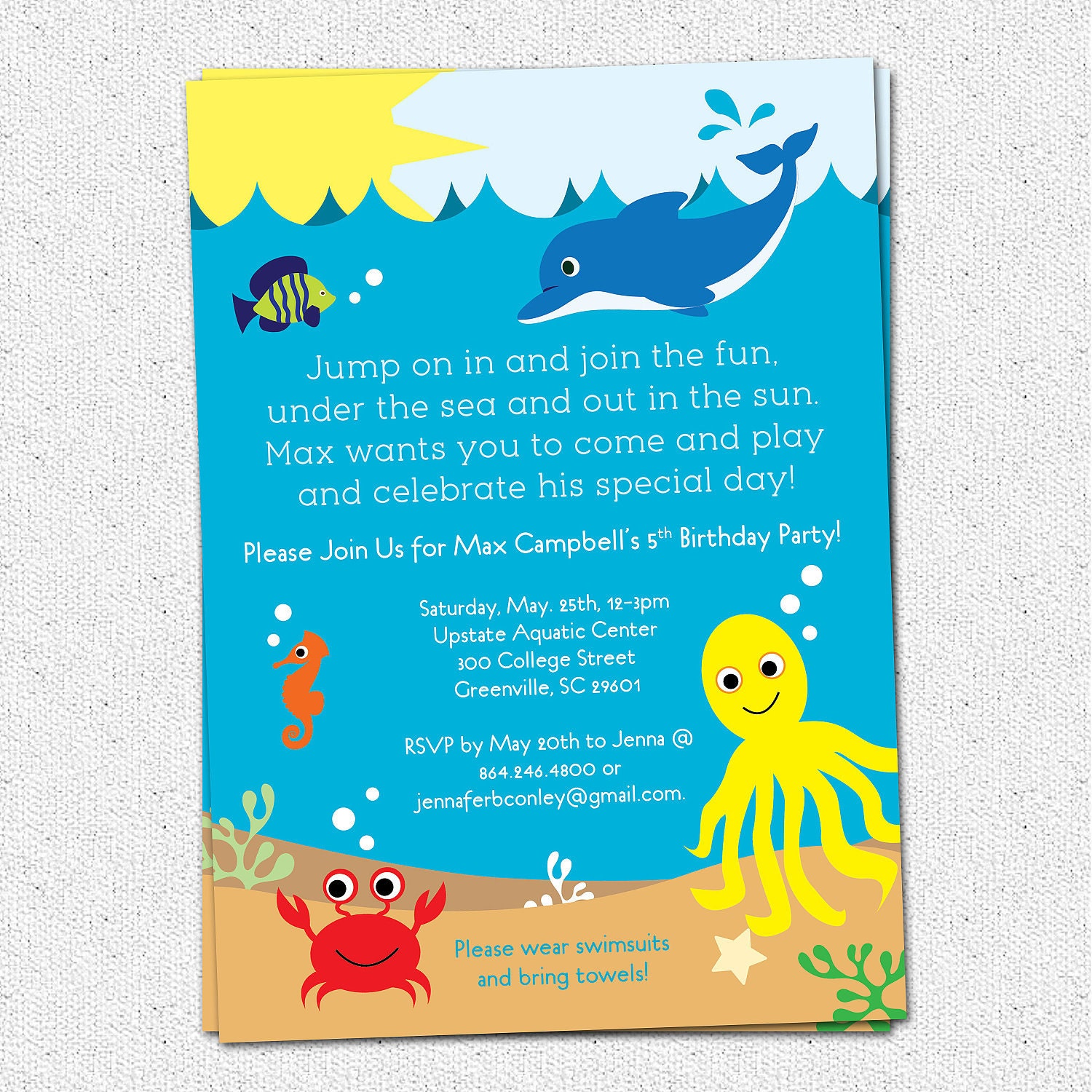 Under The Sea Theme Party Invitations 5