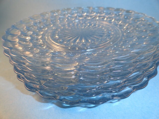 Vintage Bubble Blue Glass Dishes Depression Glass Small