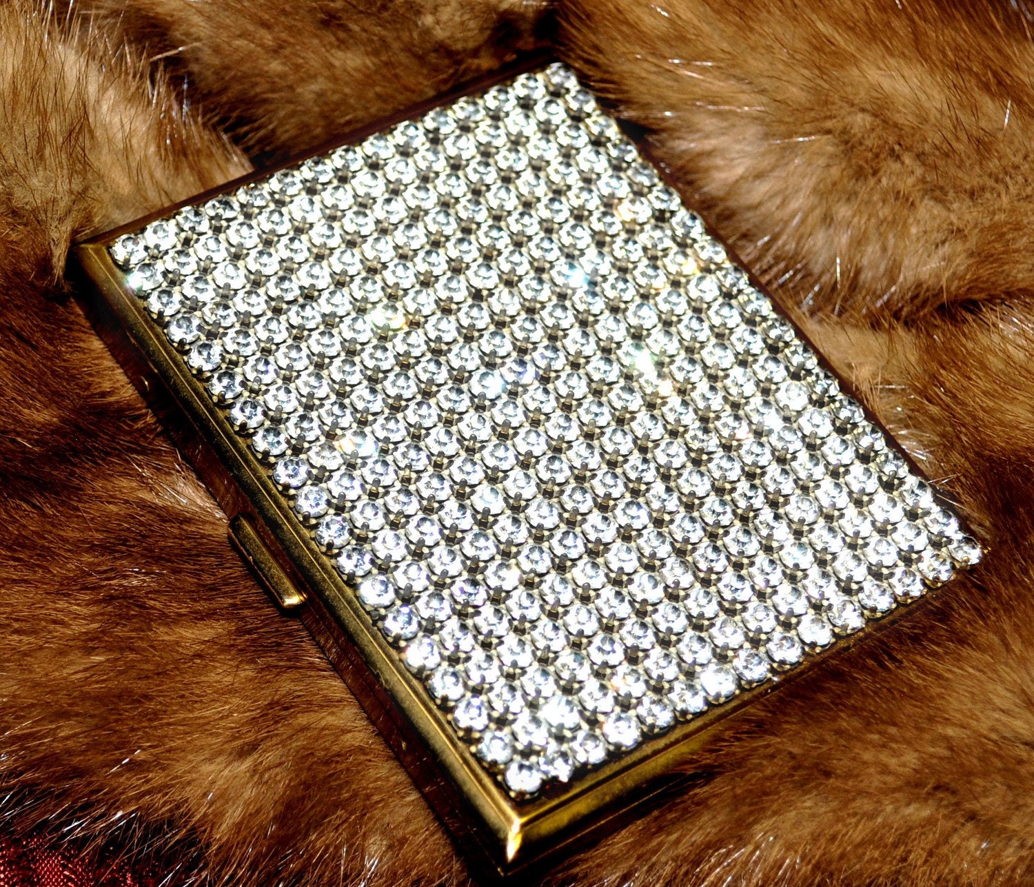 Vintage rhinestone cigarette case