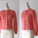 vintage candy pink cardigan / 1960s sweater