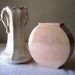 art deco vase - iridescent glazed - set of two - white - coral - pink