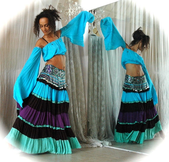 Items similar to Belly dance Costume set TALIKA - turquoise black