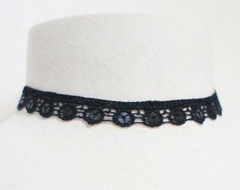 GOTH VELVET black lace choker necklace for women Both Side