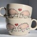 Reserved for Mary - Pair of Ceramic Teacups- Hedgehogs in Love