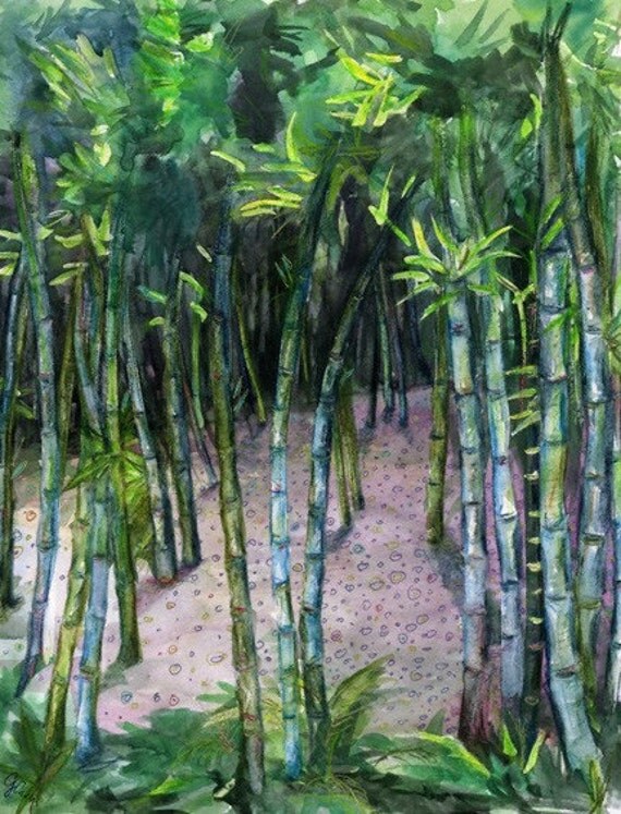 Bamboo Forest A4 Fine Art Painting Print
