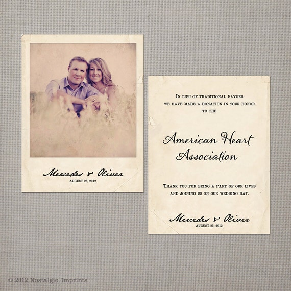 Items similar to Cherish - Wedding Favor Donation Card on Etsy