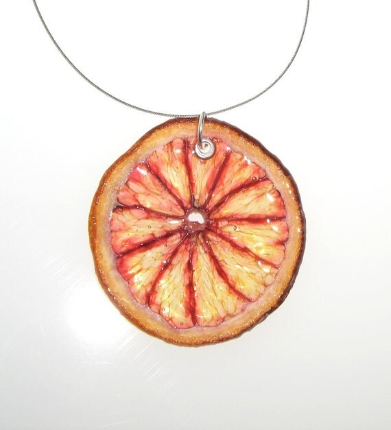 Blood Orange Necklace Fruit Jewelry by RealFruitJewelry on Etsy