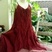 L-XL Double Layers Maxi Cotton Dress - Red Wine