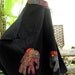 Wide Leg Pants - Black Cotton with Stitched Cotton Elephants RE0602