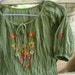 Short Sleeves Bohemian Embroidered Top - Olive Green