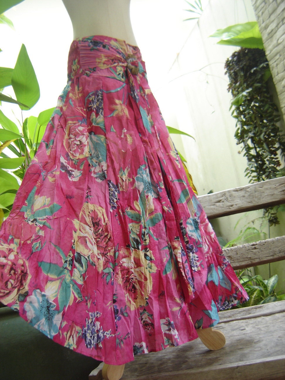 Floral Printed Cotton Boho Long Skirt SSC1904