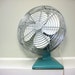 Vintage Aqua Fan, Retro 1950s Mid Century Electric Table Fan in Sky Blue, White, Silver Chrome, Working Condition, Summer Cool