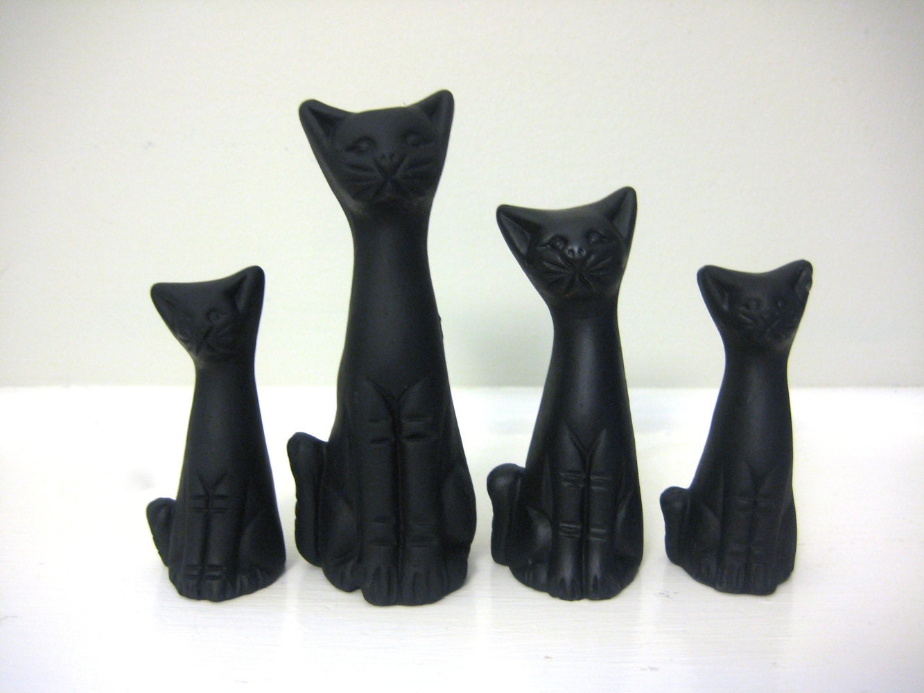Kitty Collection Set of 4 Vintage Black Cat Figurines