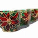 Christmas Hand Painted Candle Holder glass candle holder Holiday decor Botanical Design Poinsettia Tea Light Decorative Glass Art