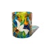Hand Painted Glass Candle Holder Cobalt Blue Green White Pigeons Abstract Home Decor - Decorative Glass Art