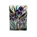 Hand Painted Glass Vase Painted candle holder blue iris spring flower botanical white minimal kitchen decor- Decorative Glass Art