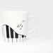 Hand Painted Ceramic Coffee Mug Tea Cup Black and White Piano Pianist Music Notes Modern Minimalist Kitchen Decor Decorative Art