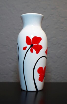 Poppies Hand Painted Ceramic Vase