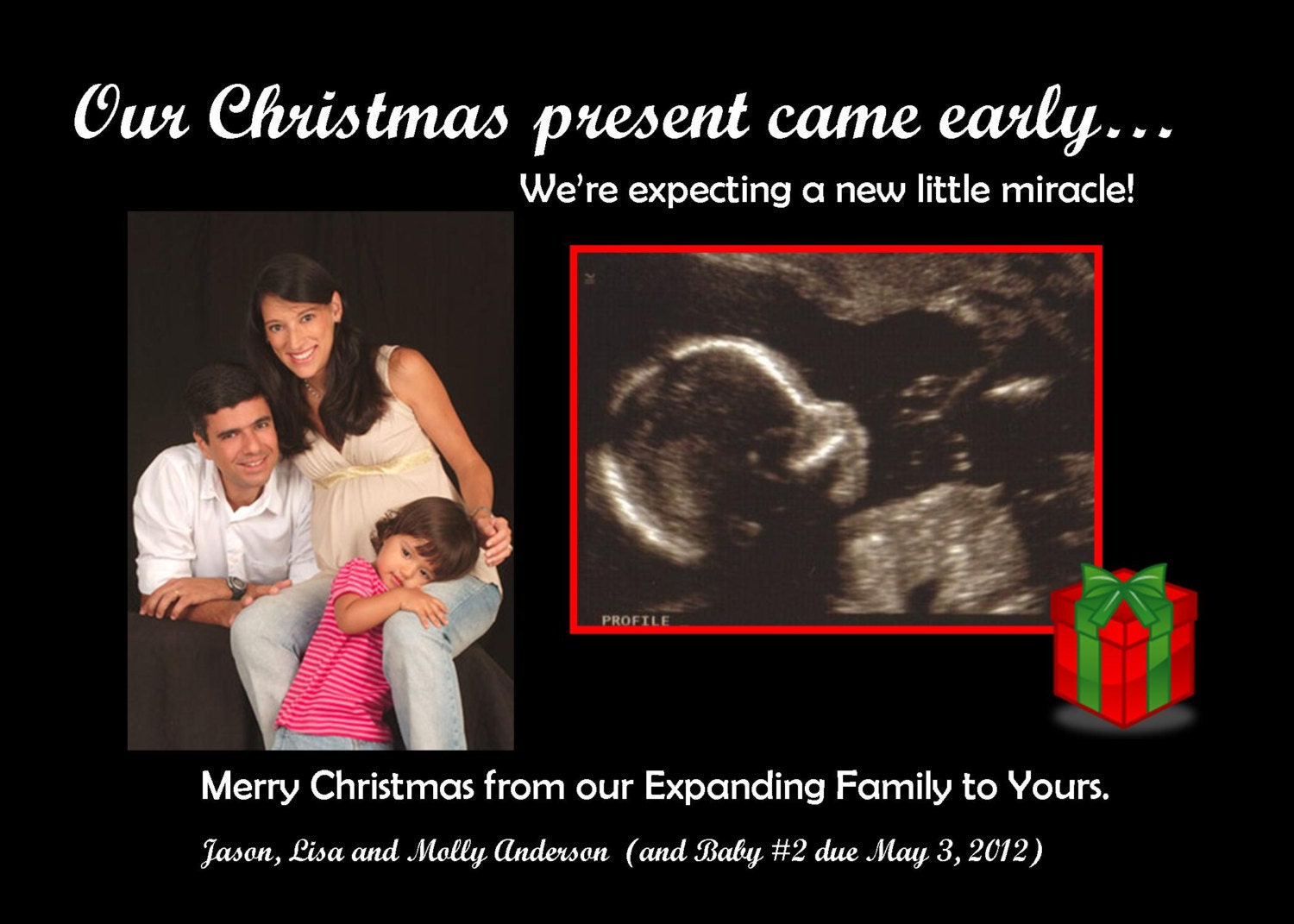 similar to Pregnancy Announcement Holiday Card - Ultrasound, Christmas ...