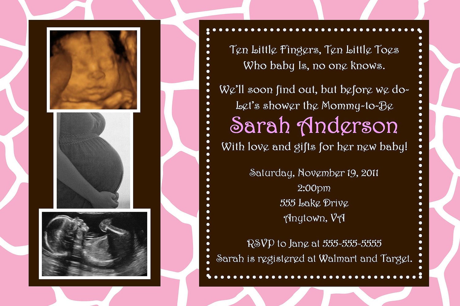 Pink Wild Safari Baby Shower Invitation You Print